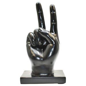 Adam & Friends Home Decor Peace Sign Sculpture | 1-Piece | Black
